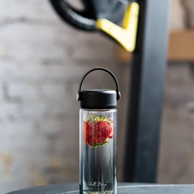 bouteille en verre à double paroi avec infuseur 350ml FUORI noir 0176