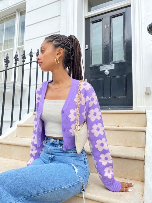 Violet Floral Cardigan