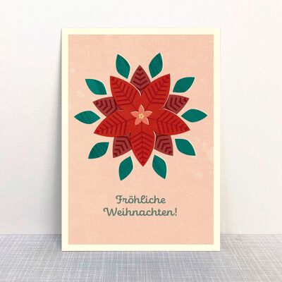 Postcard Christmas Poinsettia abstract