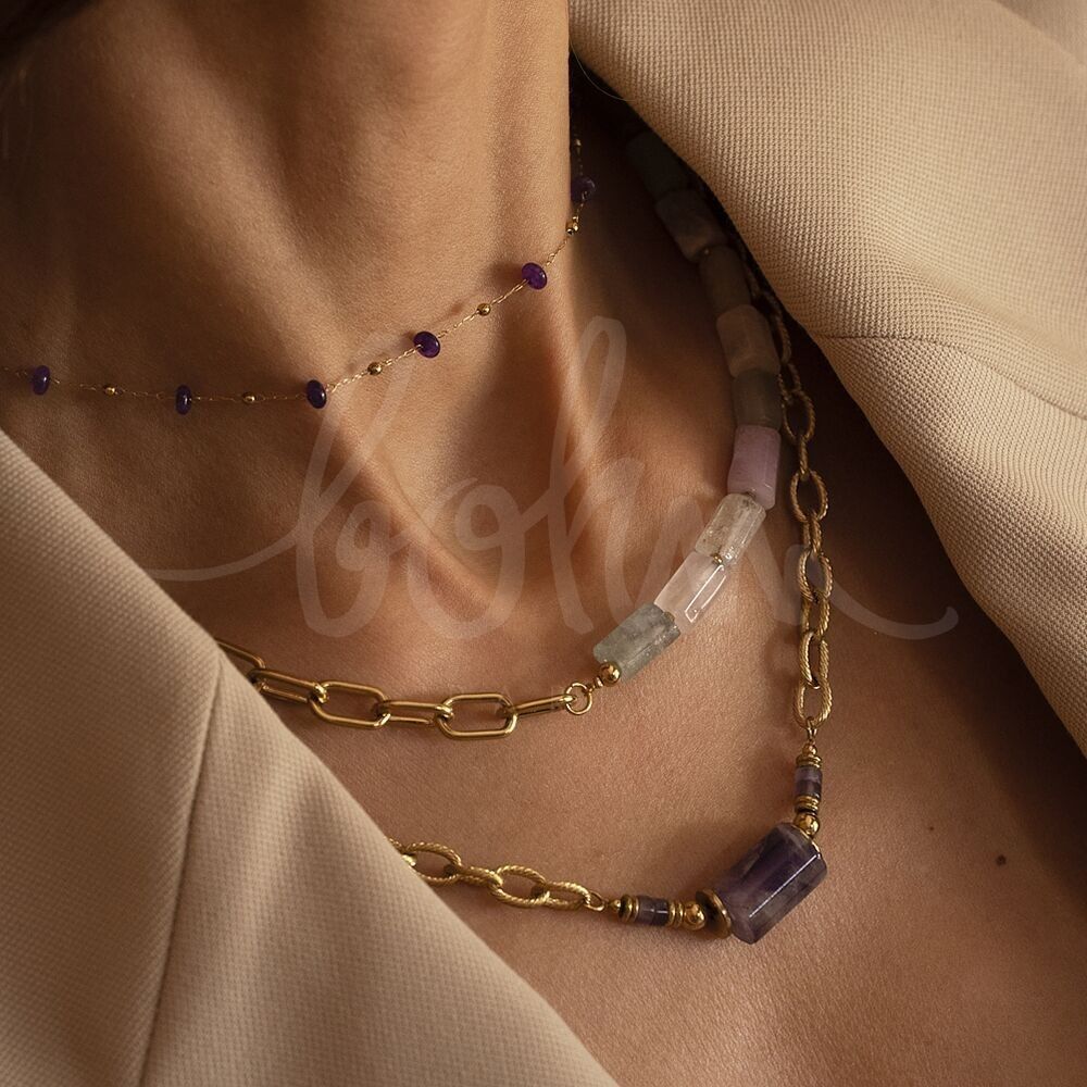 Collana Orane - pietra naturale e rete