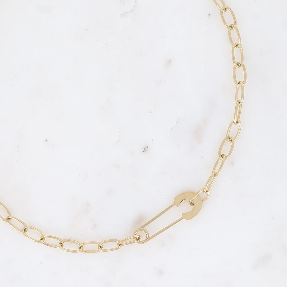 Halskette aus Stahl – Stiftanhänger und ovale Glieder