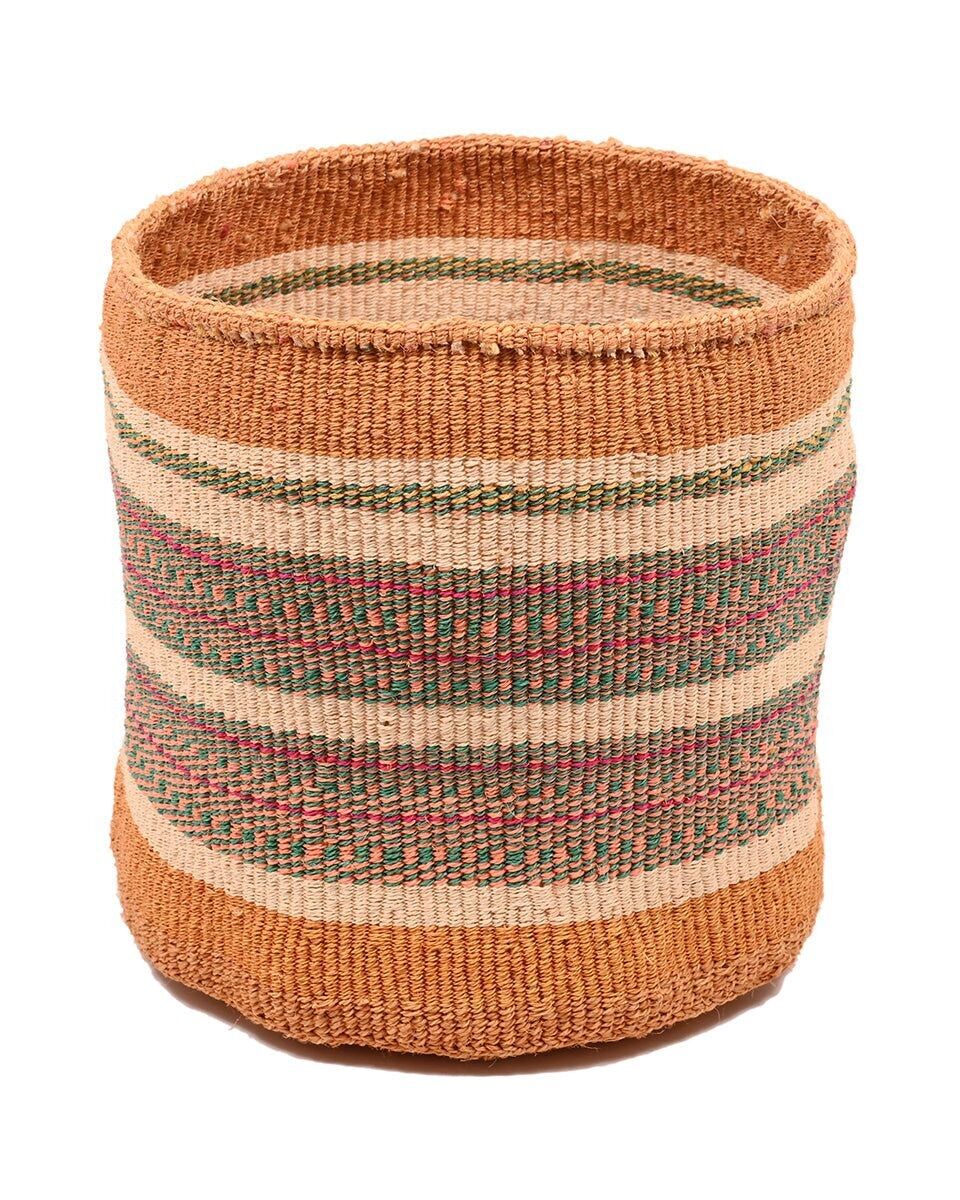 CHURA: Grande cestino in sisal turchese, giallo, arancione e viola