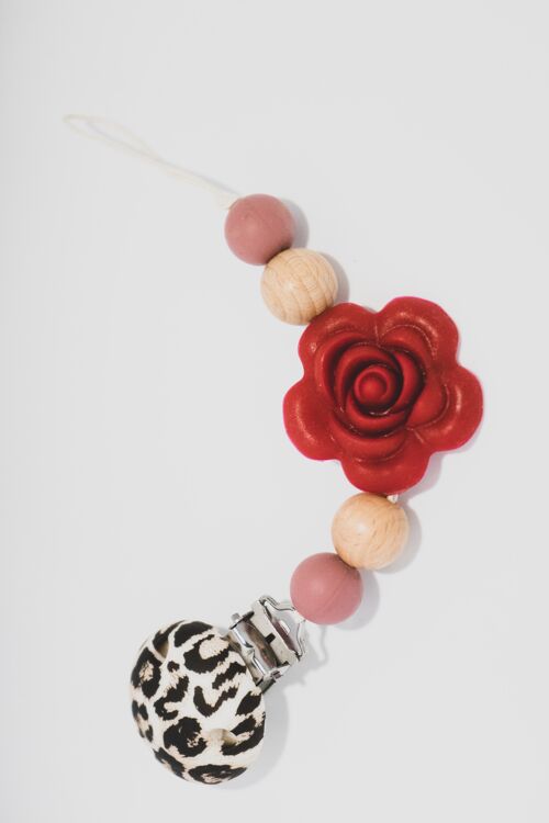 Pacifier clip rose red