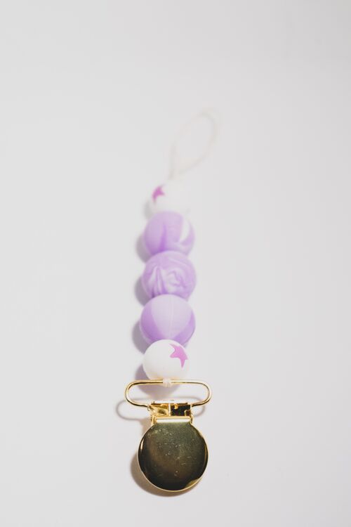 Pacifier clip purple swirl