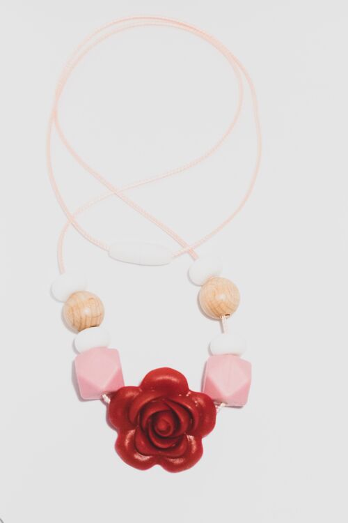 Teething necklace red rose