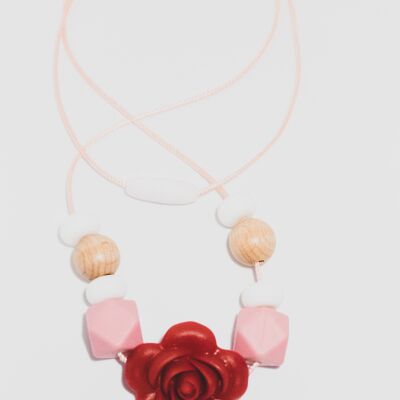 Teething necklace red rose
