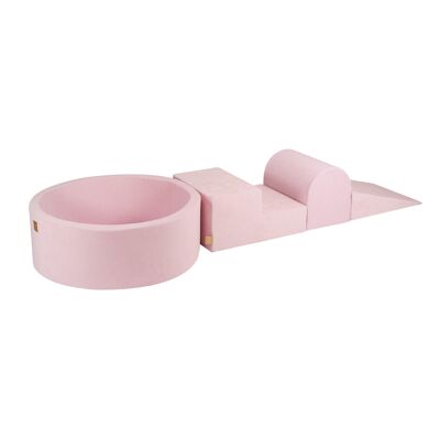 Bloques de escalada de espuma de color rosa polvoriento aterciopelado MeowBaby® con piscina de pelotas