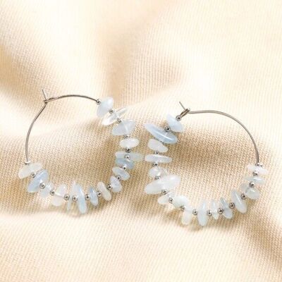 Boucles d'oreilles créoles en acier inoxydable avec cristaux bleus