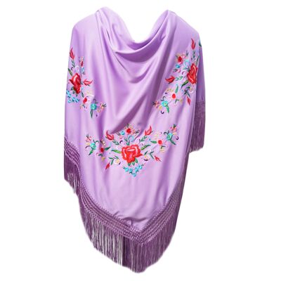 Mantón Flamenco Grande Bordado · Lila Multicolor (160 x 85cm) últimas unidades!