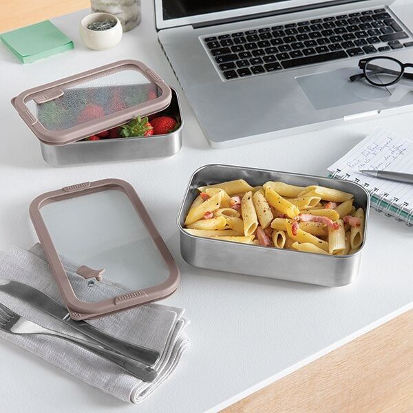 Boîte inox couvercle verre 1000 ml compatibles micro-ondes Mathon