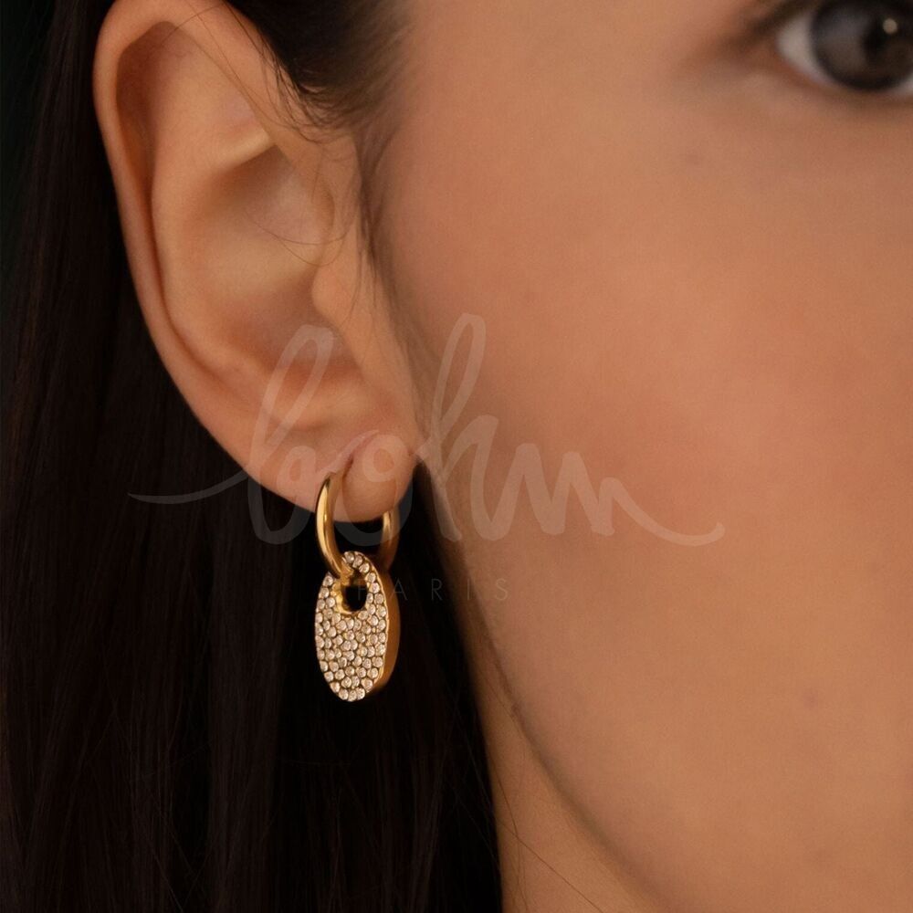 Creolen Elli – ovaler Anhänger mit Zirkonoxiden