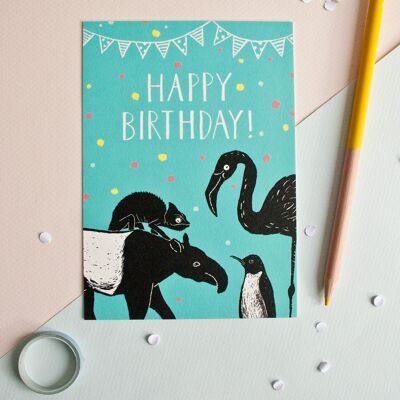 Tarjeta de cumpleaños de animales