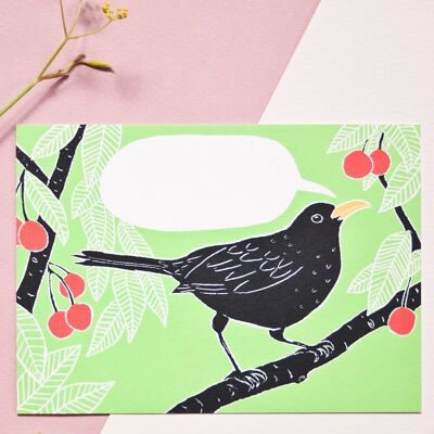 Postcard | Blackbird with speech bubble