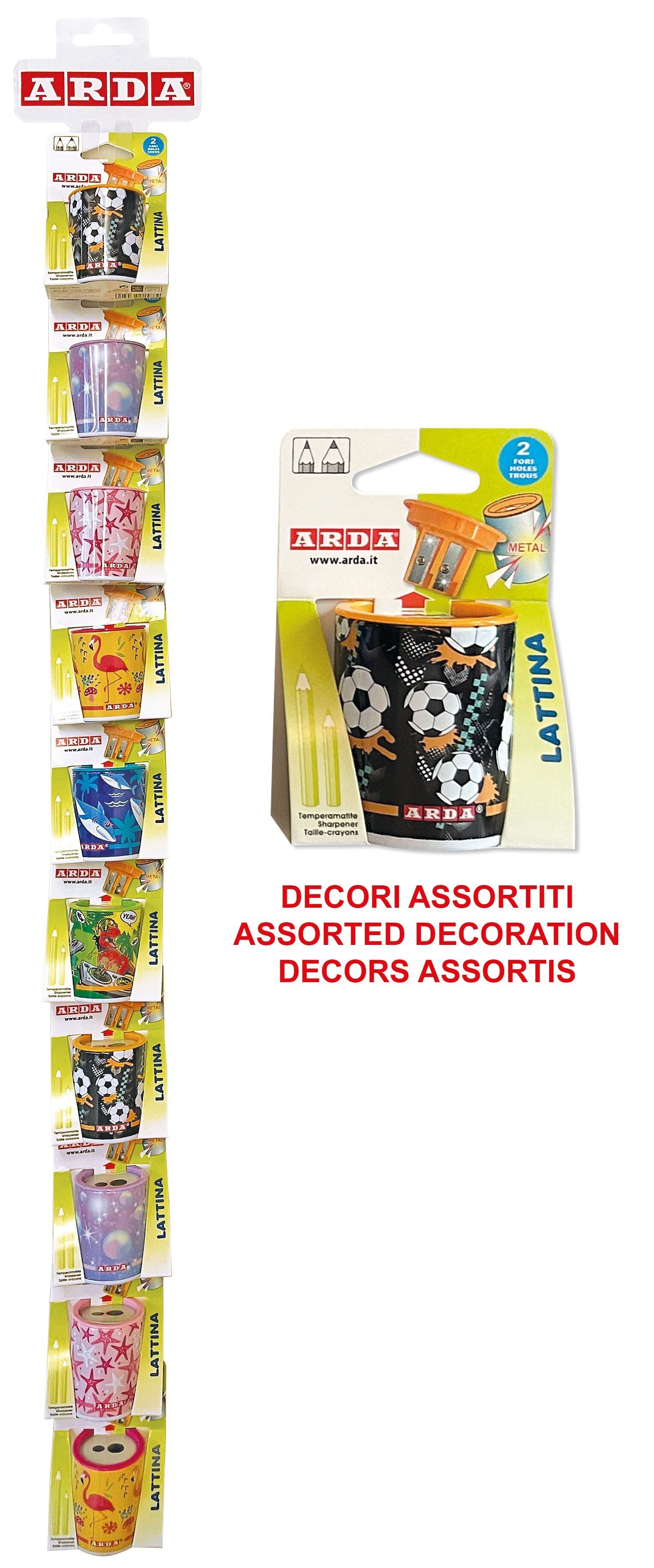 FANCY - STRISCIA 12 Temperamatite lattina decorati 2 fori