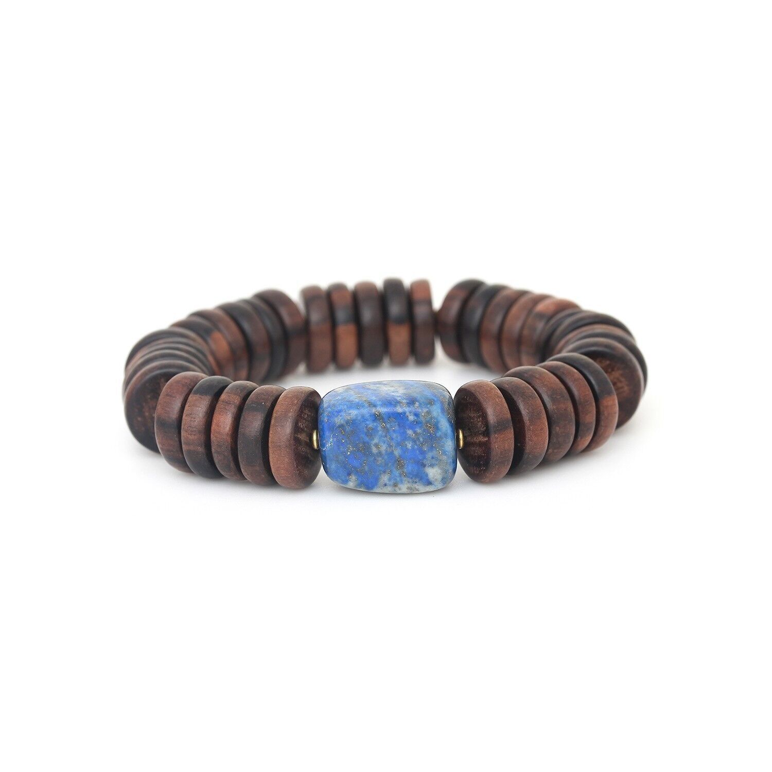 EBONY bracciale elasticizzato in ebano e lapislazzuli