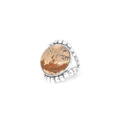 Anello regolabile in diaspro paesaggistico in argento MABUA BEACH