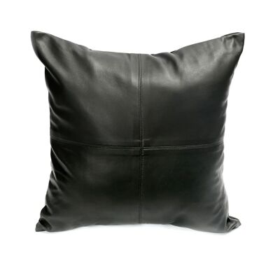 La Housse de Coussin en Cuir à Quatre Panneaux - Noir - 40x40