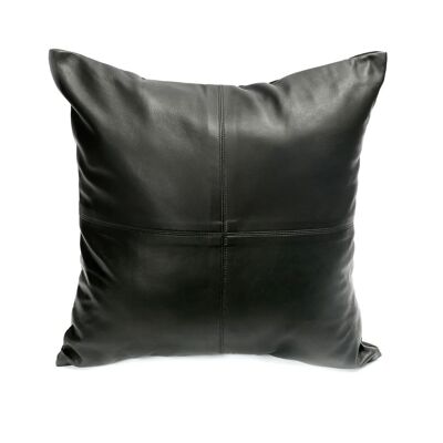 The Four Panel Leather Cushion Cover - Black - 40x40