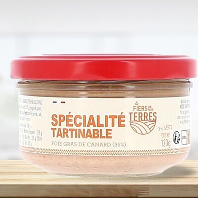 Specialità di foie gras d'anatra spalmabile 35%, verrina da 120 g