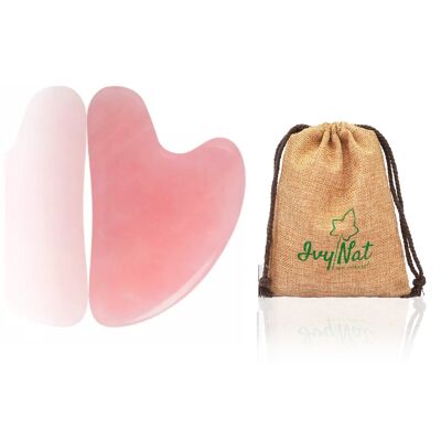 Rose quartz heart gua-sha massage