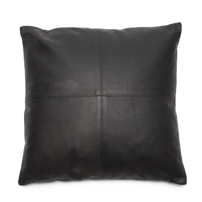 La fodera per cuscino in pelle a quattro pannelli - Nera - 60x60