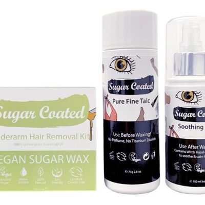 Sugar Coated Underarm Waxing Pack - Underarm Hair Removal Kit, Pure Fine Talc & Soothing Mist