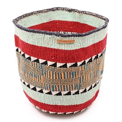 SHIKISHA: Extra Large Maroon, Turquoise, Mustard Wool Basket