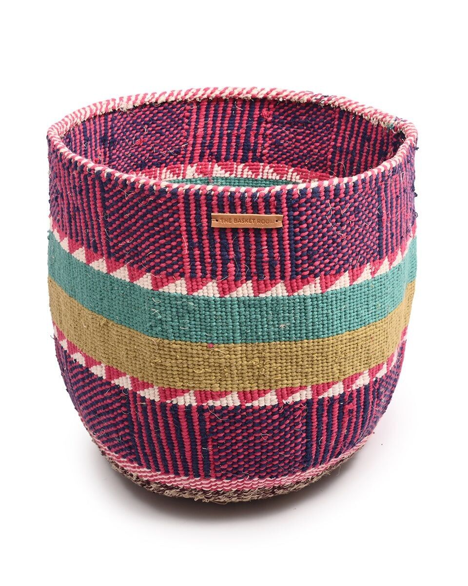 TANO: Cesto di lana extra large rosa, blu, turchese, verde