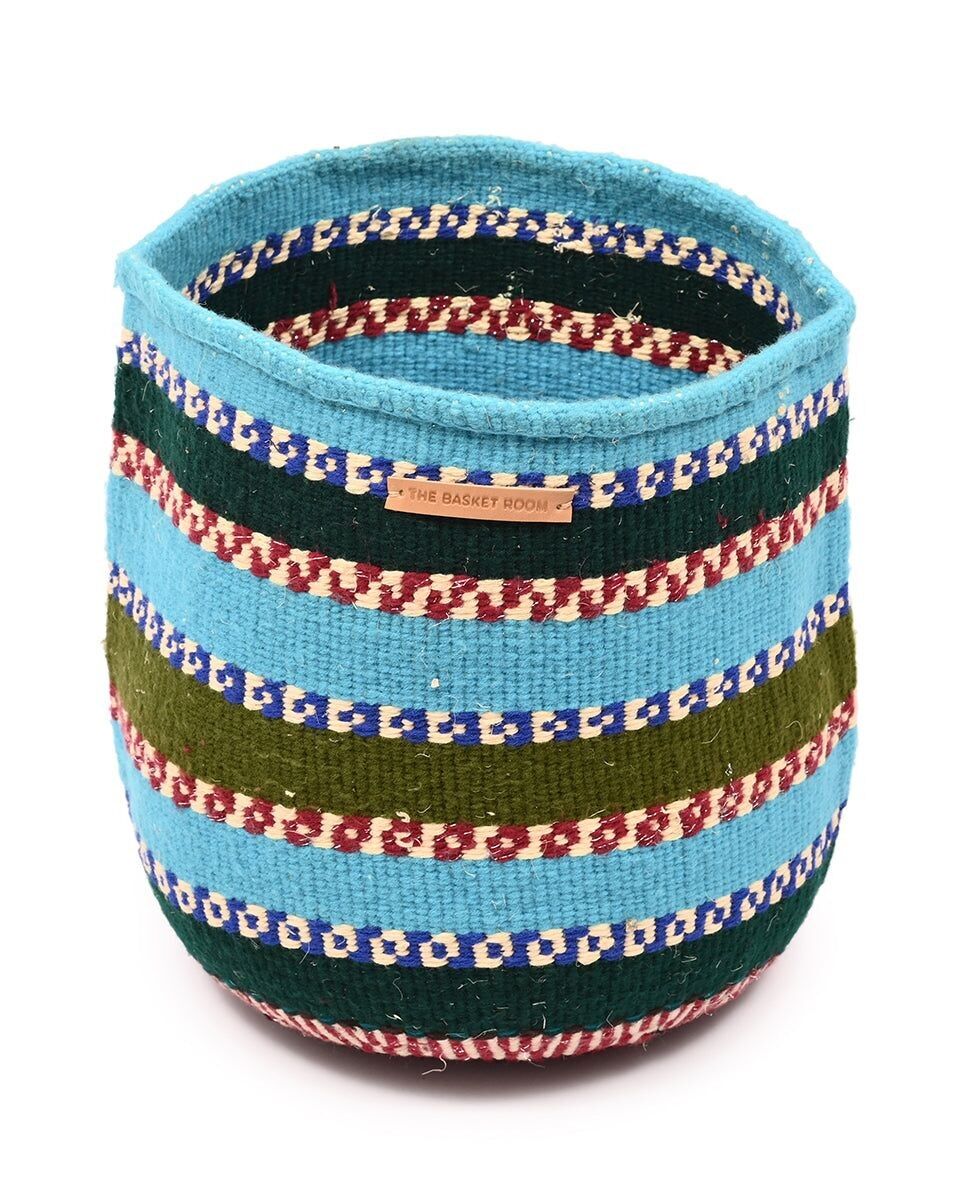 VIPI: Large Blue, Yellow, Green, Red Wool Basket