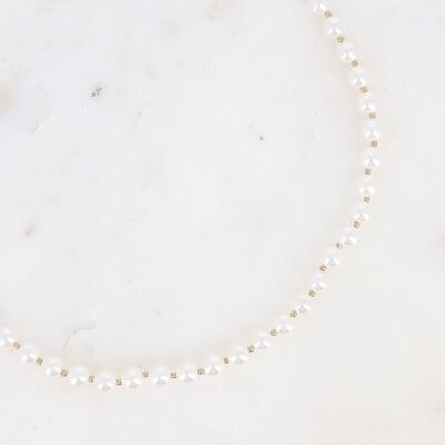 Collana - grandi perle di resina bianca da 6 mm