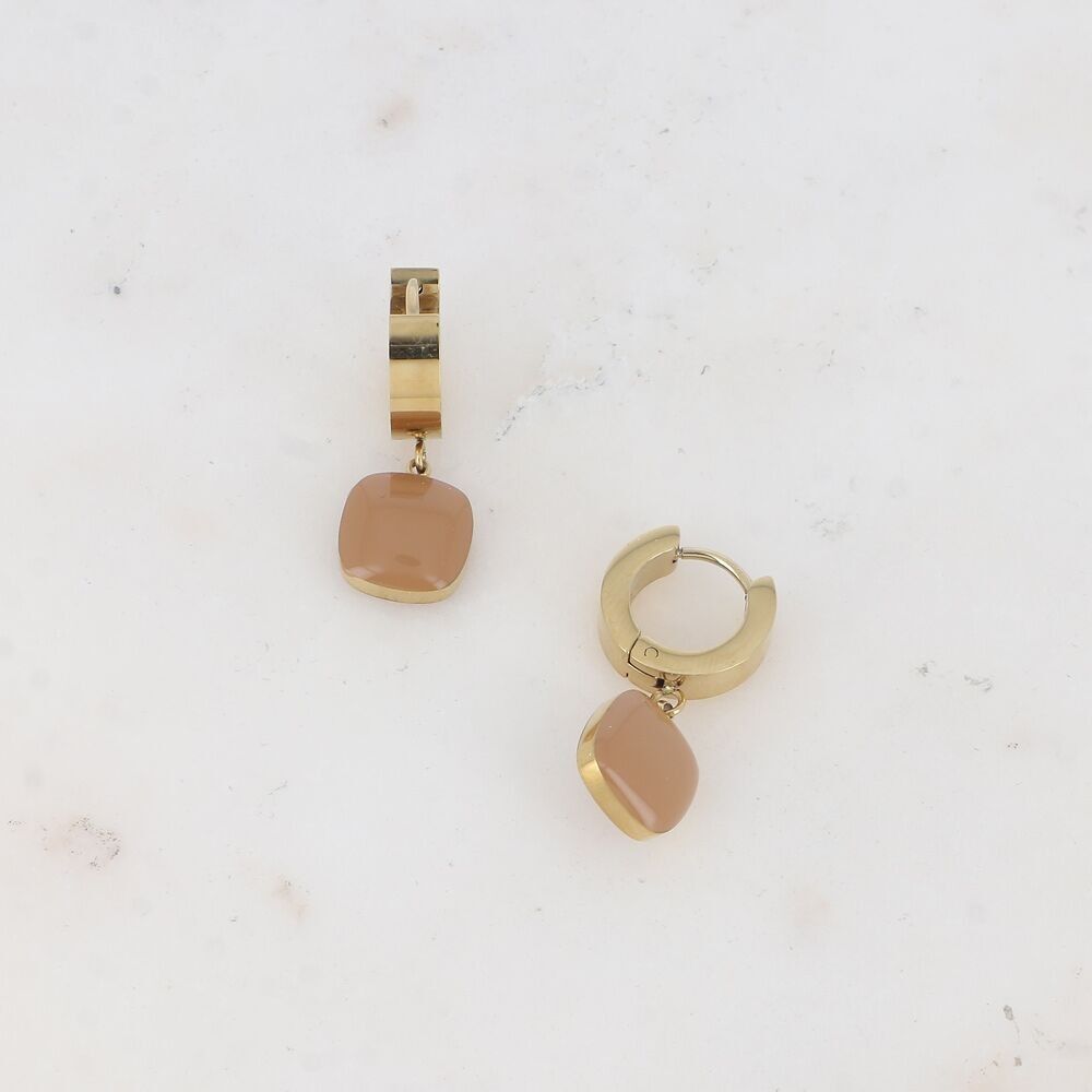 Orecchini a cerchio - anello spesso e pezzo quadrato in smalto colorato