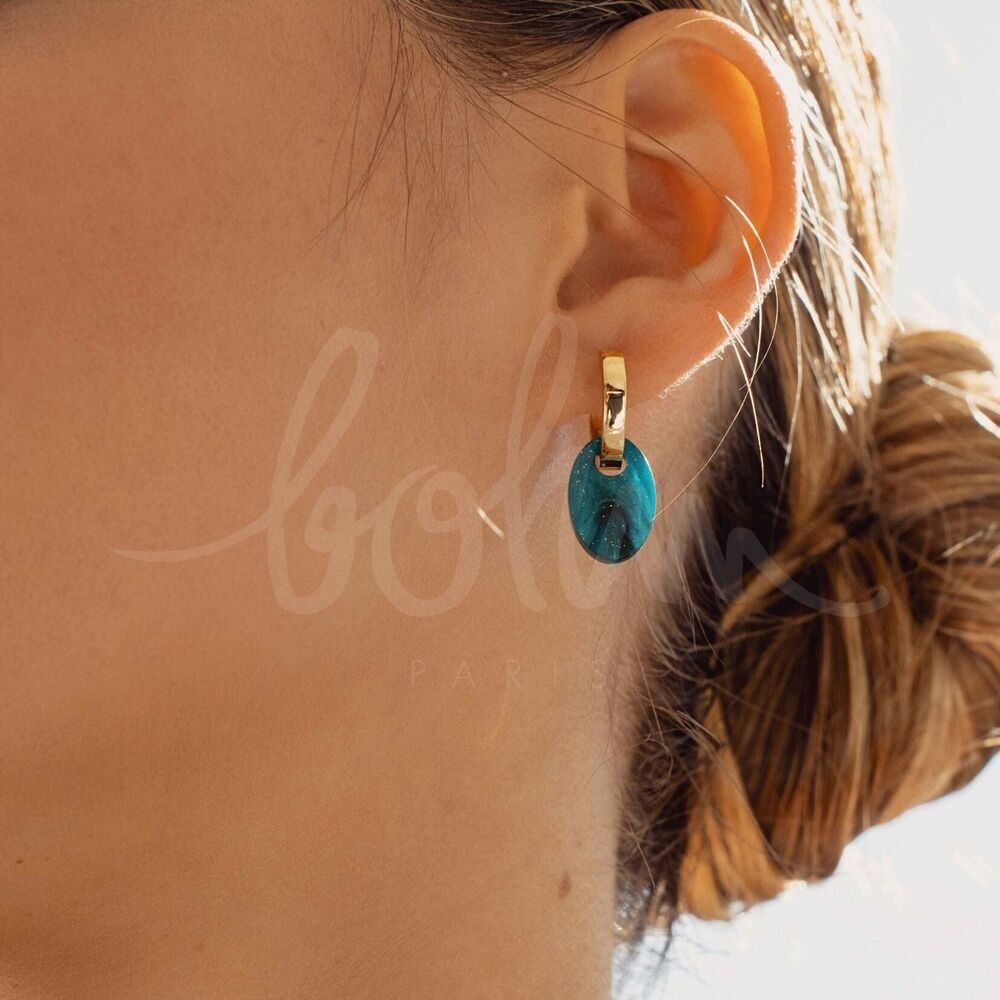 Ferima Creolen – Herzring und ovales Stück aus glitzerndem Acetat