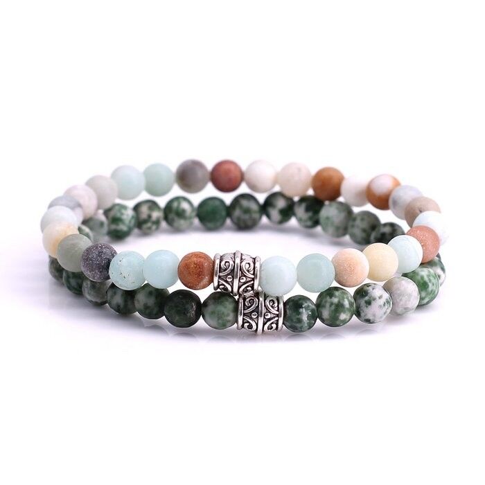 Grundset Matt Amazonite x Green Spot Stone