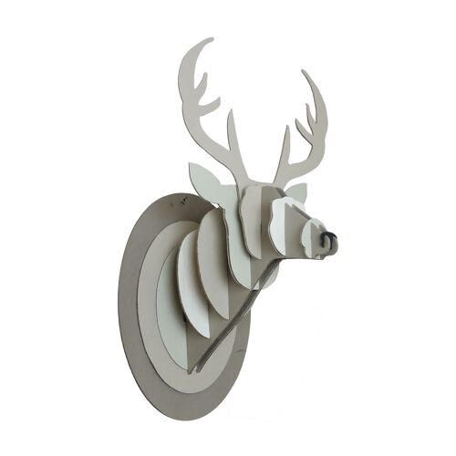 Trophée de cerf en carton à monter DIY, couleur naturel kraft