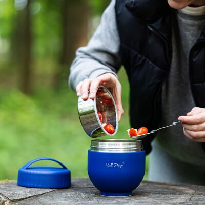 Termo para almuerzo con recipiente y cuchara 680ml FUORI azul marino 0305