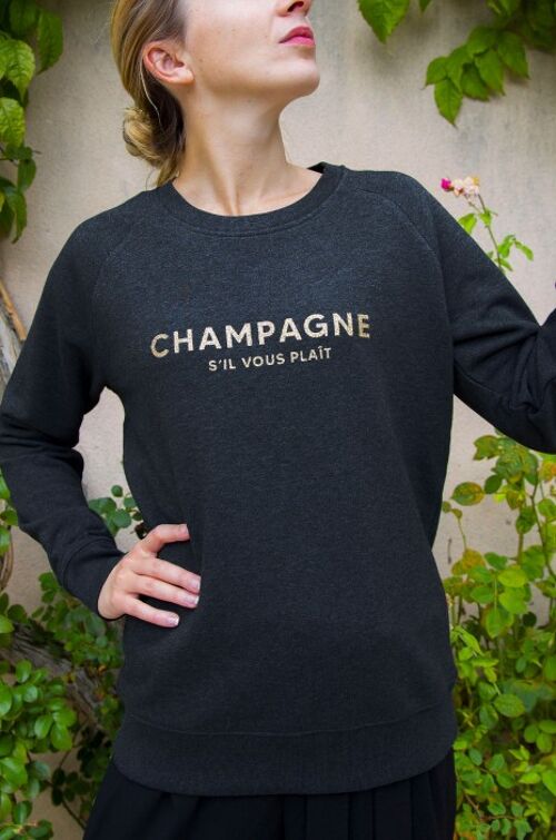Sweat Femme - Champagne S'il vous plaît - Noir Chiné - Glitter