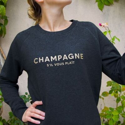 Felpa da donna - Champagne Please - Heather Black - Glitter