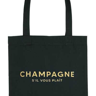 Tote Bag - Champagne Please - Negro - Brillo