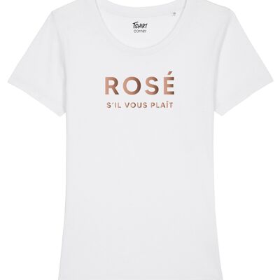 Damen T-Shirt - Pink Please - Weiß - Roségold