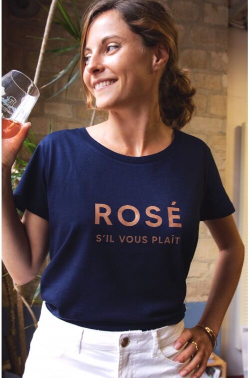 T-Shirt Femme - Rosé S'il vous plaît - Navy - Or Rose