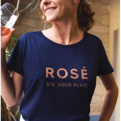 Camiseta de mujer - Rosé Please - Azul marino - Oro rosa