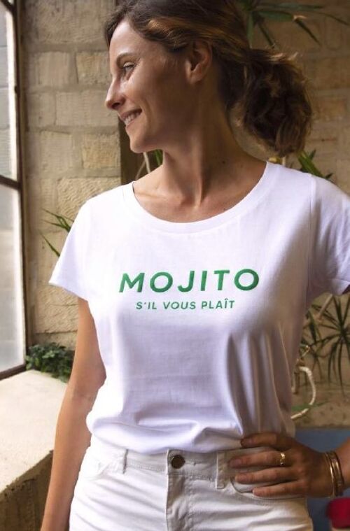 T-Shirt Femme - Mojito S'il vous plaît - Blanc - Velours Vert