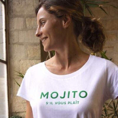 T-Shirt da Donna - Mojito Please - Bianca - Velluto Verde