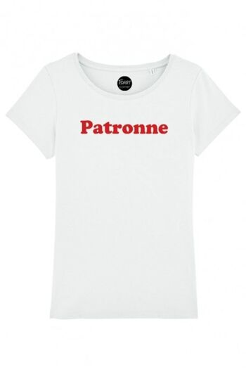 T-Shirt Femme - Patronne - Blanc - Velours Rouge 2
