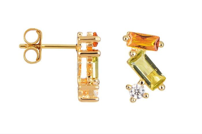 Orecchini Bari-Fiore di menta-Argento e zirconi multicolori-