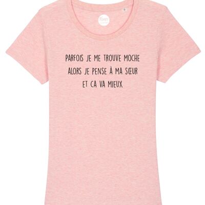 T-Shirt Femme - Parfois Moche Soeur - Rose Chiné