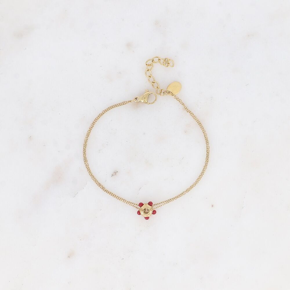 Armband - Mini-Waschmaschine-Anhänger und Natursteinkugeln