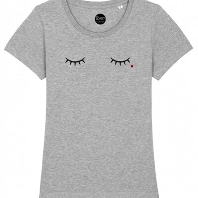 Damen T-Shirt - Wimpern - Grau