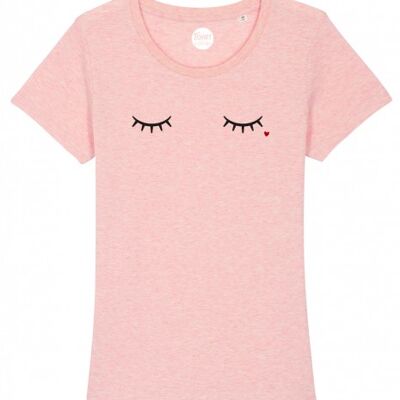 Camiseta Mujer - Pestañas - Rosa Heather