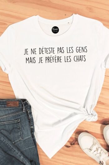 Tshirt Femme - Je deteste pas les gens - Blanc